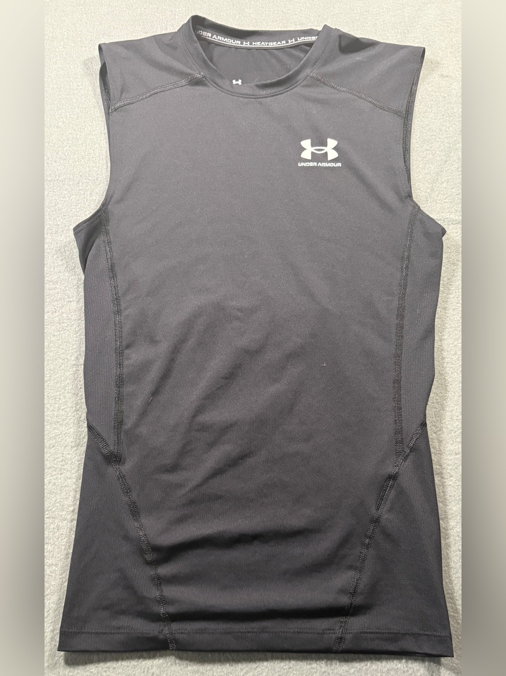 Under Armour Black Sleeveless Workout Tank with White Logo